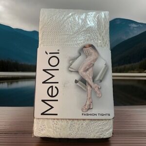 New MeMoi Women's Sz S/M Fashion Tights White Floral‎ Net Tights NWT. Milkmaid